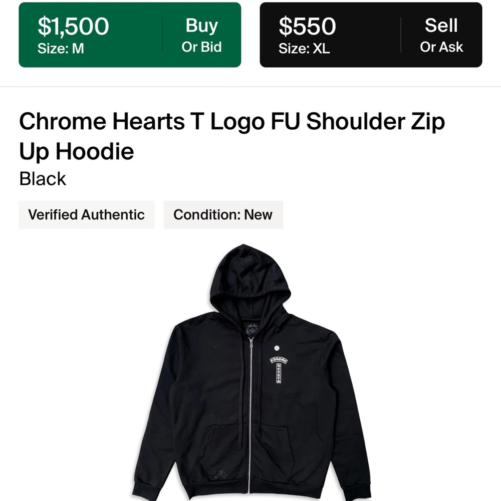 Chrome Hearts FU shoulder logo zip up hoodie